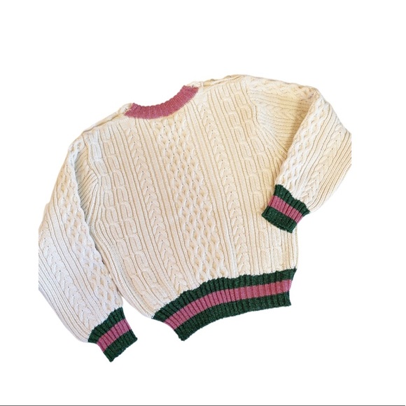 VINTAGE - KNIT SWEATER W/ METALLIC VARSITY STRIPE - Picture 8 of 8